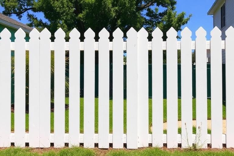 Not approved example: 8 ft painted fence. Over 6 ft (off a corner lot) and painted instead of stained.